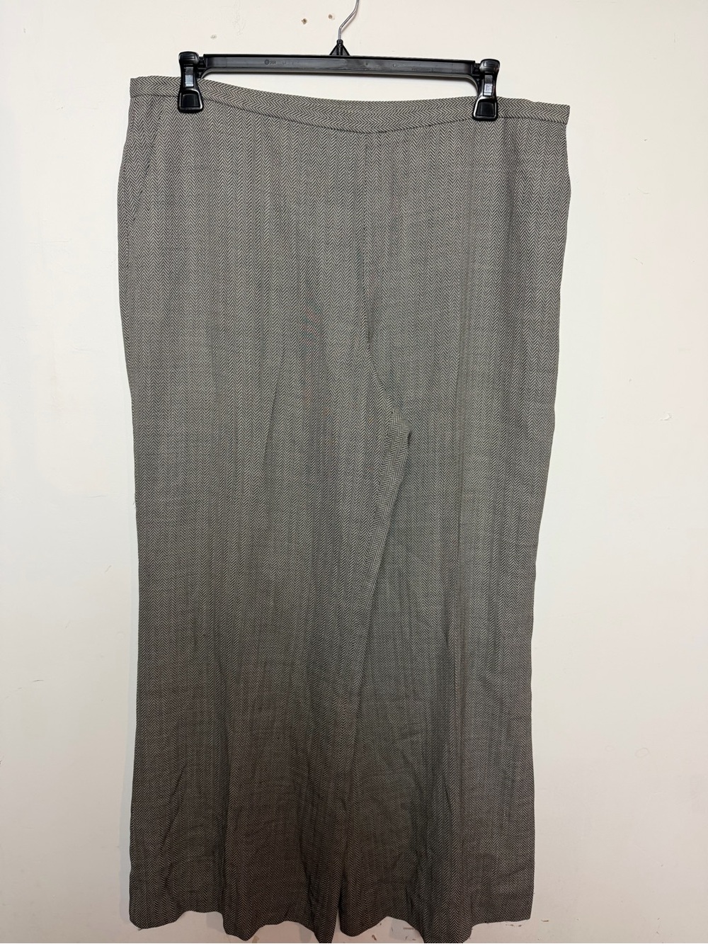 Lafayette 148 Women’s Size 16 Herringbone Wool Wide Leg Trousers Black White